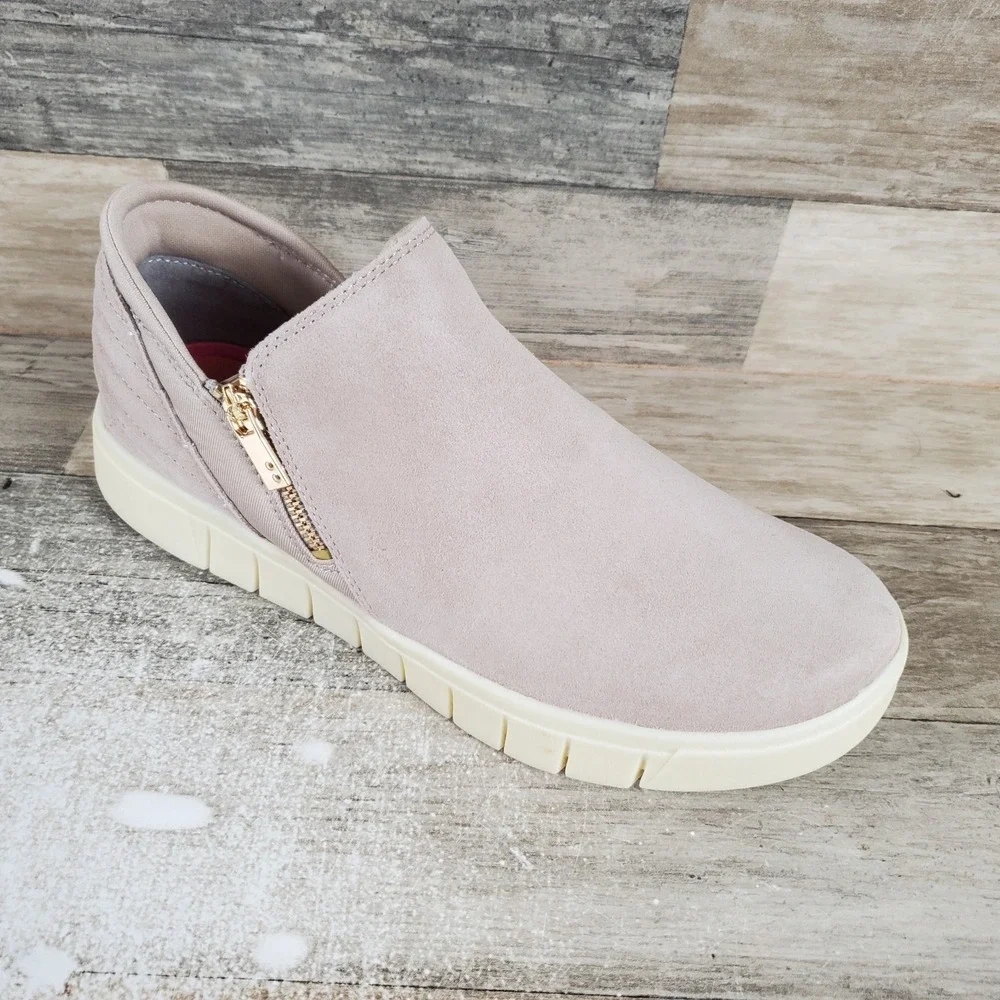 Ryka‎ Womens Ankle Boots Sz 8.5 M Suede Leather Camel Brown Hensley Zip Slip On